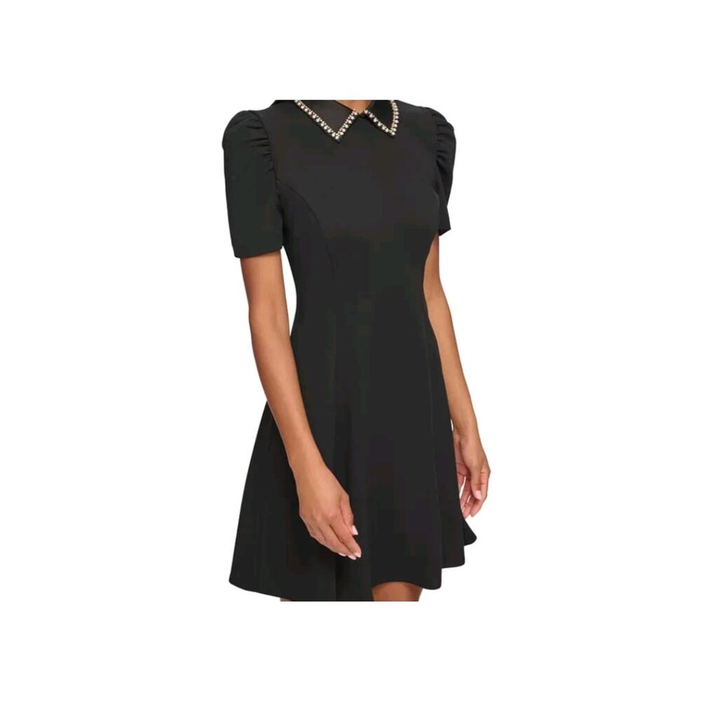 Karl Lagerfeld Black, Pearl Embellished- Gold Tone Mini Dress Size 12 $150 - Picture 14 of 15